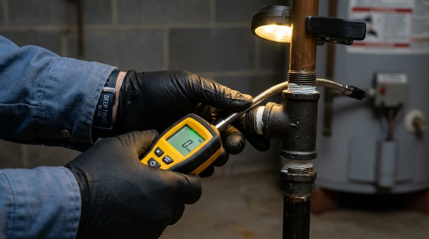 Gas leak detection with electronic sniffer by Johns Plumbing LLC in Newman